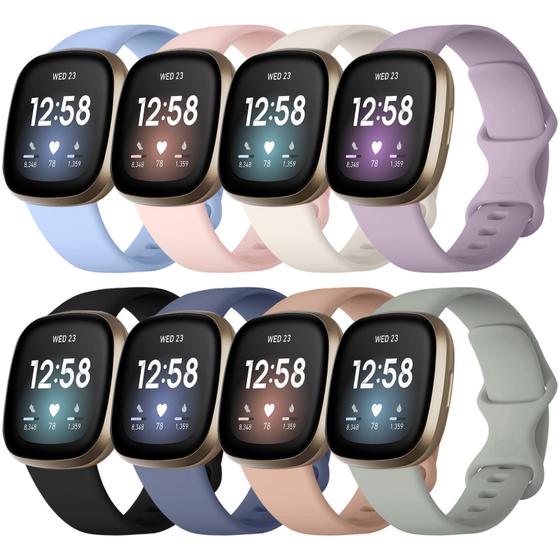 Imagem de Lerobo 8 Pulseiras Compatíveis com Fitbit Versa 3/4 e Sense 1/2 (Cores Variadas)