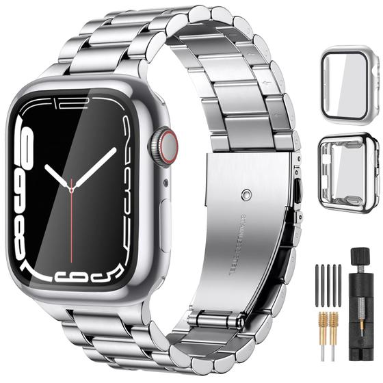 Imagem de Lerobo Pulseira Aço Inox para Apple Watch + 2 Capas Protetoras