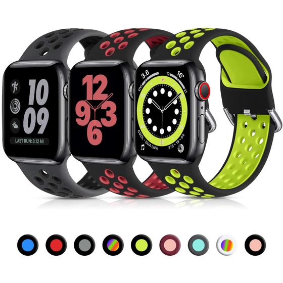 Imagem de Lerobo Pulseira de Silicone Esportiva Respirável Compatível com Apple Watch (Cores)