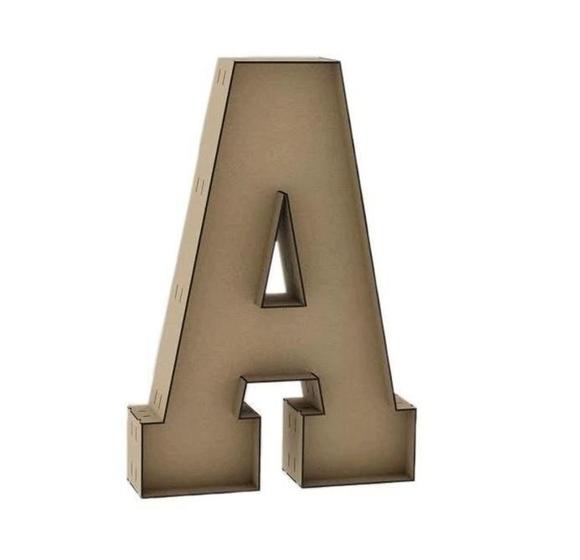 Letra Caixa Grande A Mdf 70Cm De Altura Decoração Festa Doce Arte Em Madeira Luminária de