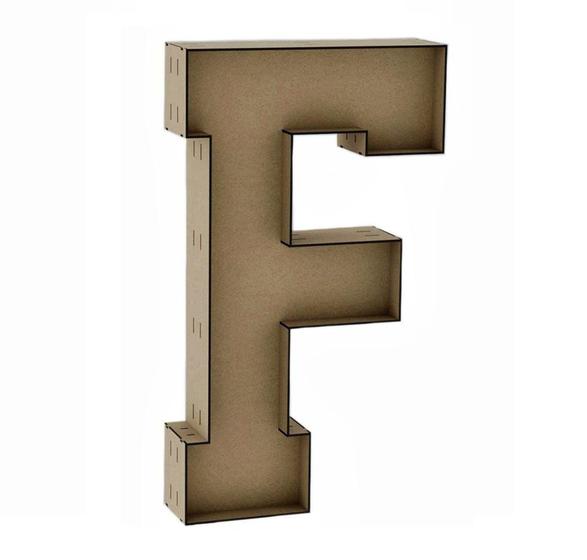 Imagem de Letra Caixa Grande F Mdf 90Cm De Altura Decoração Festa - Doce Arte Em Madeira