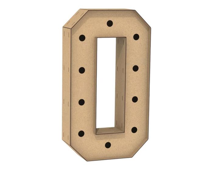 Imagem de Letra Caixa Grande O Mdf 100Cm Altura Furo Lampad Iluminação