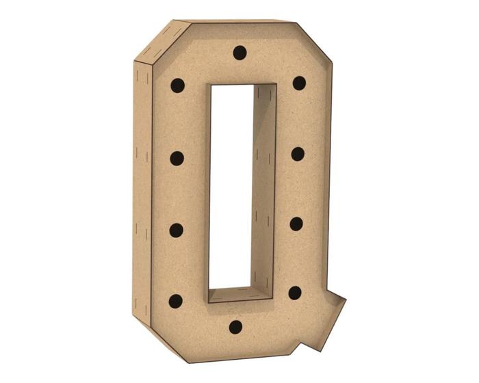 Imagem de Letra Caixa Grande Q Mdf 100Cm Altura Furo Lampad Iluminação