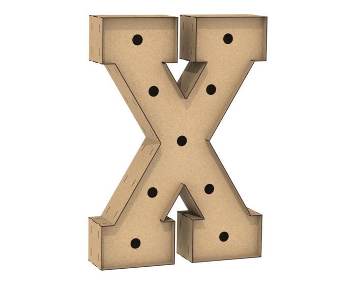 Imagem de Letra Caixa Grande X Mdf 80Cm Altura Furo Lampada Iluminação
