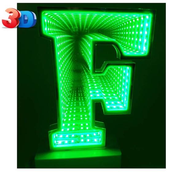 Imagem de Letra F Decorativa Luzes LED Espelhada Túnel 3D - 54120FVD