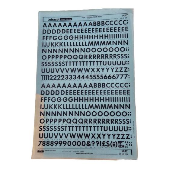 Imagem de Letraset Decalque 25 X 38Cm Letras Adesivas 11,9Mm Altura