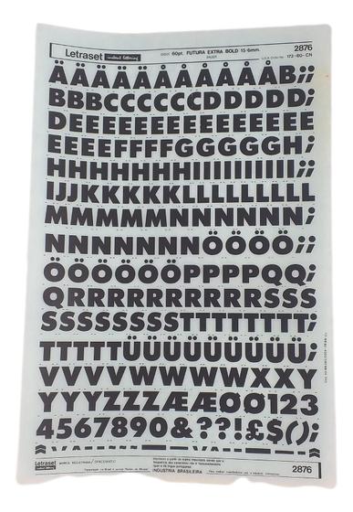 Imagem de Letraset Decalque 25 X 38Cm Letras Adesivas 15.6Mm Altura