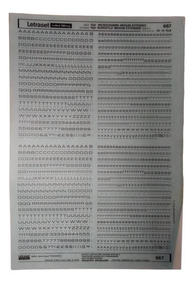 Imagem de Letraset Decalque 25 X 38Cm Letras Adesivas 3.8Mm De Altura