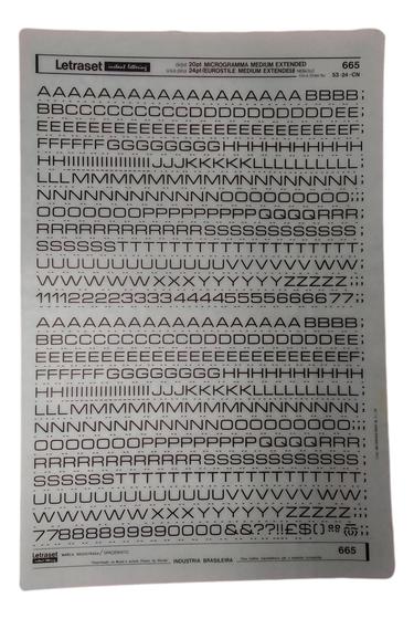 Imagem de Letraset Decalque 25 X 38Cm Letras Adesivas 6.9Mm De Altura