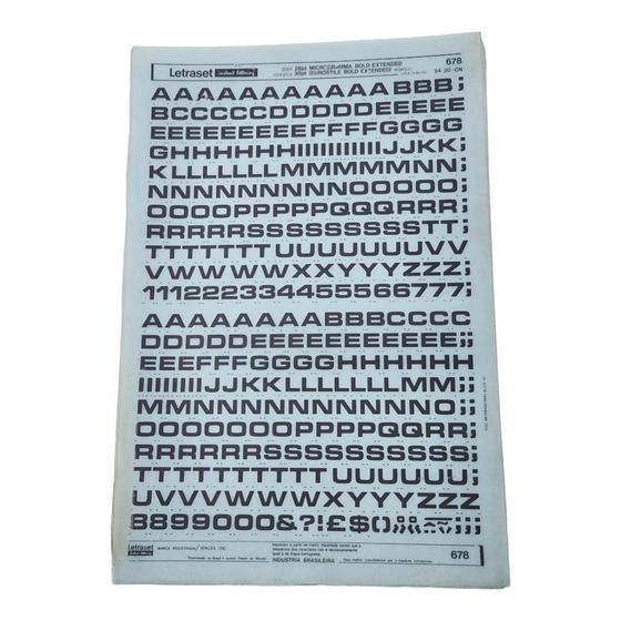 Imagem de Letraset Decalque 25 X 38Cm Letras Adesivas 9,7Mm Altura