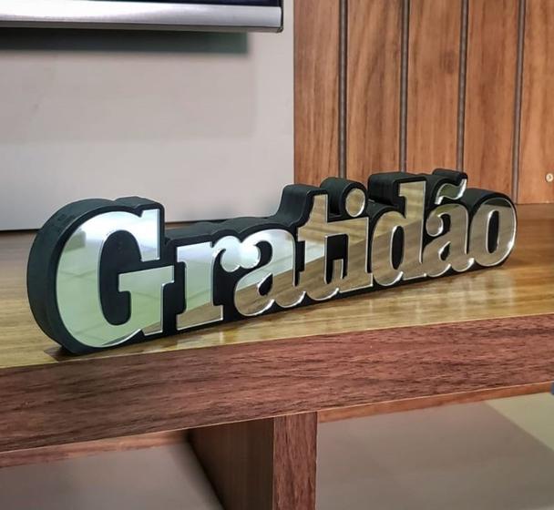 Imagem de Letreiro 3d Gratidão - Acrílico Espelhado Prata 30cm