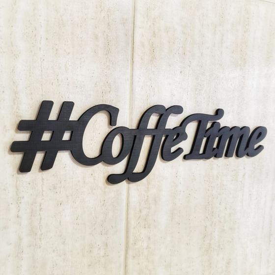 Imagem de Letreiro Parede 'coffetime' Preto Mdf Texturizado 6mm.