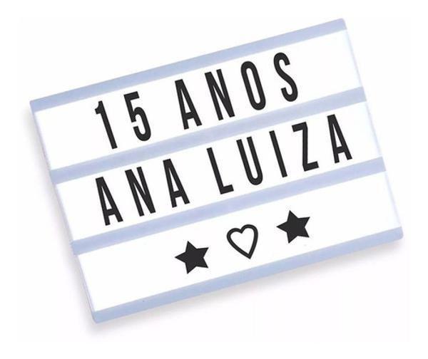Imagem de Letreiro Quadro Led Light Box Cinema A4 Com 96 Letras Numero
