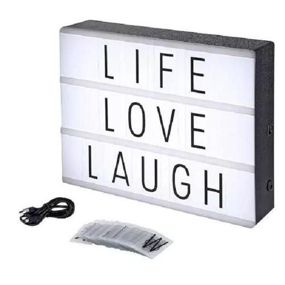 Imagem de Letreiro Quadro Led Light Box Cinema A4 Com 96 Letras Número