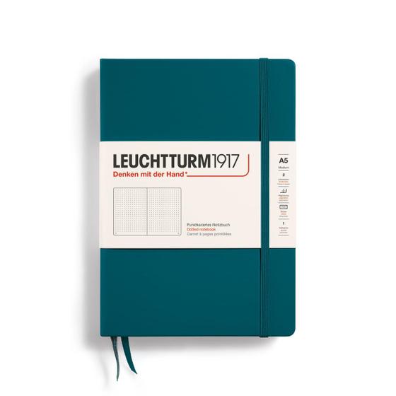 Imagem de LEUCHTTURM1917 - Caderno de capa dura pontilhada A5 Médio (Pacific Green) - 251 Páginas Numeradas