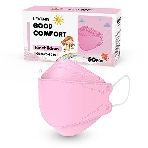 Imagem de LEVENIS Kids Máscaras Faciais para Crianças 50 Pack, Respirável Confortável e Descartável Máscara Eficiência95%, Rosa