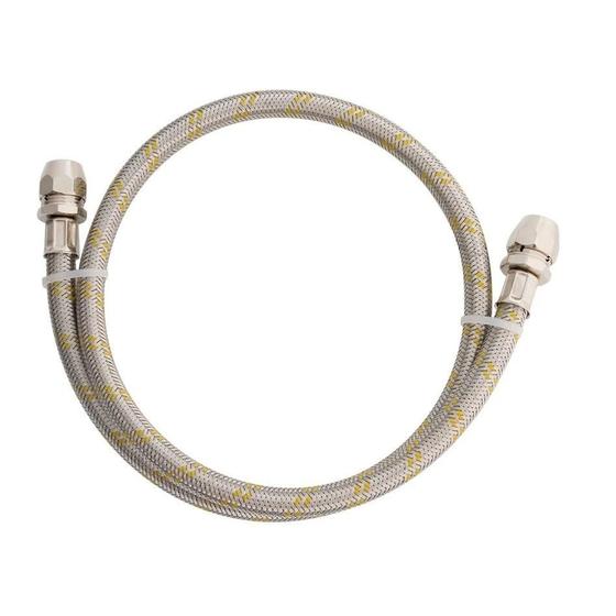 Imagem de Ligação Flexível Aço Inox para Instalação de Gás com Adaptador e Rosca  1/2"x3/8'' 1,20m -  Blukit
