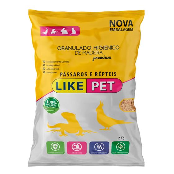 Imagem de Like Pet Pássaros e Reptéis Granulado Higiênico de Madeira 2kg - Pássaros e Reptéis