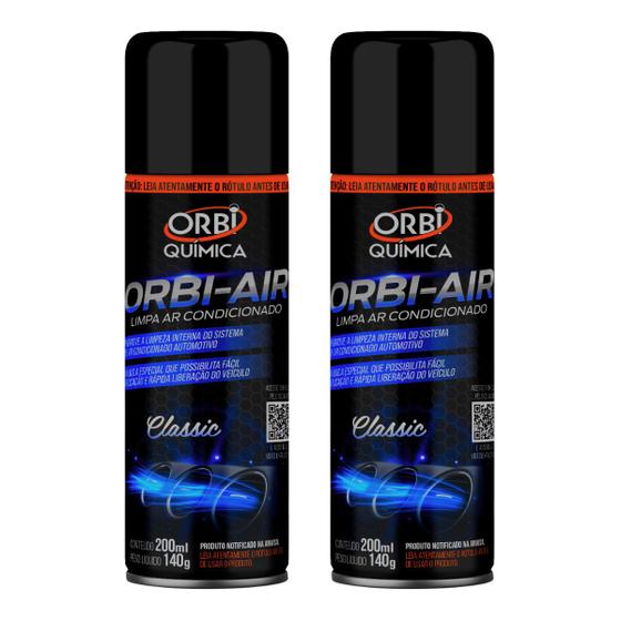 Imagem de Limpa Ar Condicionado Higienização Automotiva Aroma Classic Kit com 2 - Orbi Química