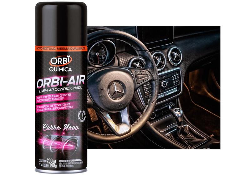 Imagem de Limpa Ar Condicionado Spray Orbi-Air Fragrância Cheiro Carro Novo - 200ml - ORBI QUÍMICA