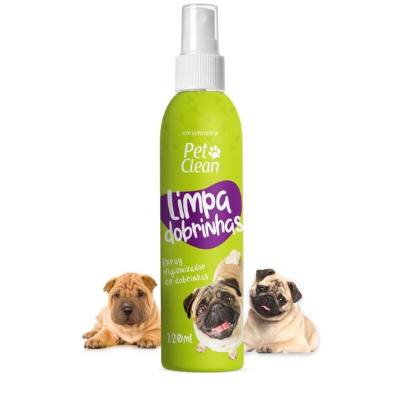 Imagem de Limpa Dobrinhas para caes gatos higiene pet spray 120ml Bulldog Sharpei Pug  Pet Clean