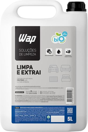 Imagem de Limpa e Extrai WAP 5 Litros Detergente Limpador Para Extratoras Wap Estofado Tapete Carpete e Poltrona Automotiva