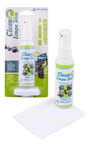 Imagem de Limpa Telas Clean 60ml Com Flanela Implastec Tv Notebook Tablet