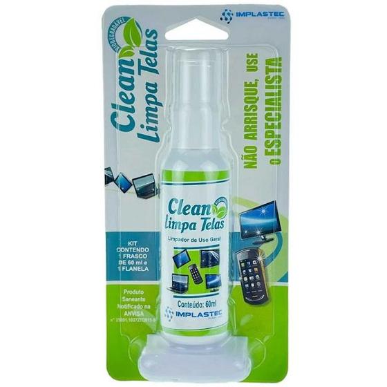 Imagem de Limpa Telas com Flanela Clean 60ML Implastec