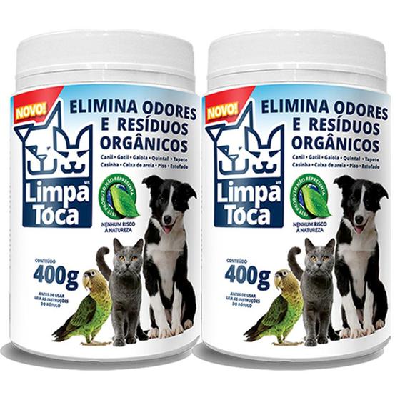 Imagem de Limpa Tóca 400 gr - Eliminador De Odores Pet -  Tira cheiro de xixi - Kit com 2