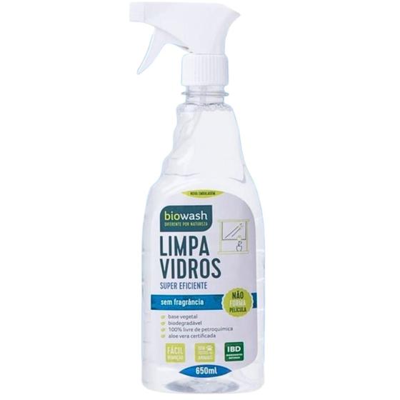 Imagem de Limpa Vidros Biodegradável Sem Fragrância 650ml Biowash Hipoalergênico