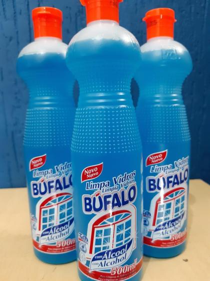 Imagem de Limpa Vidros Perfumado Com Alcool Búfalo 500ml - Kit 3 Unidades - Bufalo