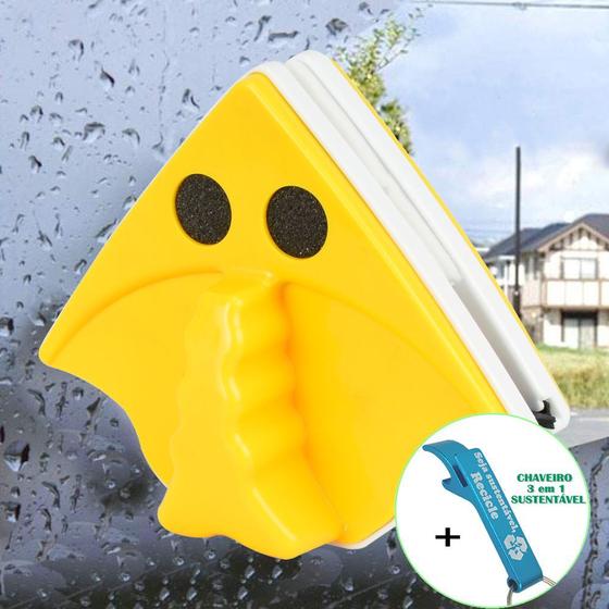 Limpador de Vidro Magnético para Janela Vidraça Aquário Amarelo + Chaveiro CBRN18659 - COMMERCE BRASIL Imagem de Limpador de Vidro Magnético para Janela Vidraça Aquário Amarelo + Chaveiro CBRN18659