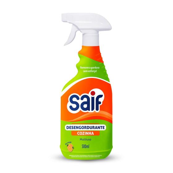 Imagem de Limpador Desengordurante Multiuso Cozinha Com Gatilho Saif 500Ml, Higienizador Removedor De Gordura Cozinha Spray, Verde