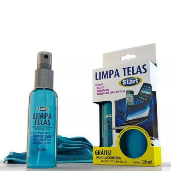 Imagem de LIMPADOR LIMPA TELAS START 120ml + PANO MICROFIBRA - PARA COMPUTADOR, CELULAR, NOTEBOOK, TABLETS