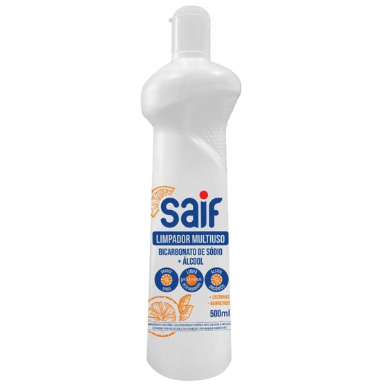 Limpador multiuso bicarbonato sodio + alcool saif squeeze 500ml Menor preço em Limpador multiuso bicarbonato sodio + alcool saif squeeze 500ml