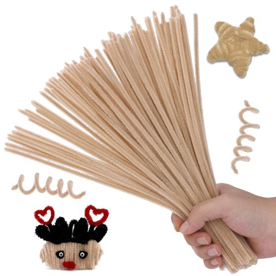 Imagem de Limpadores de cachimbo Hssugi 100PCS Christmas Craft Supplies Cream