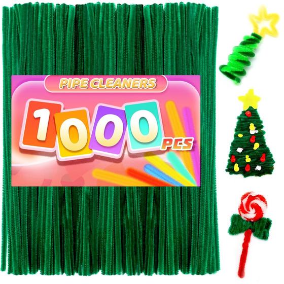 Imagem de Limpadores de cachimbo Praisebank - Verde Natal - Pacote com 1000 Unidades para Artesanato