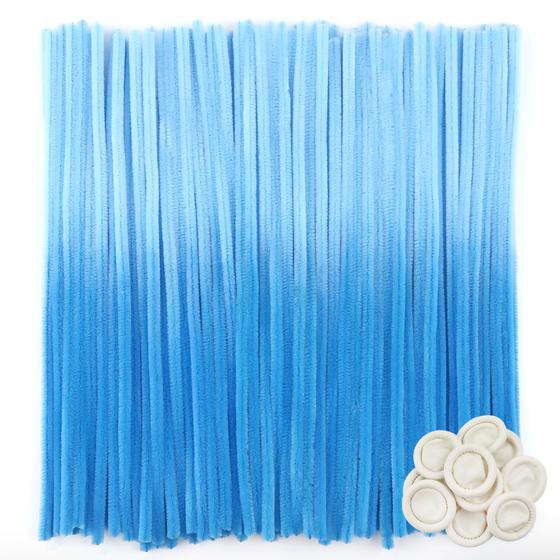 Imagem de Limpadores de cachimbo TOAOB - 100 unidades de 30cm, Hastes Chenille Azul Degradê