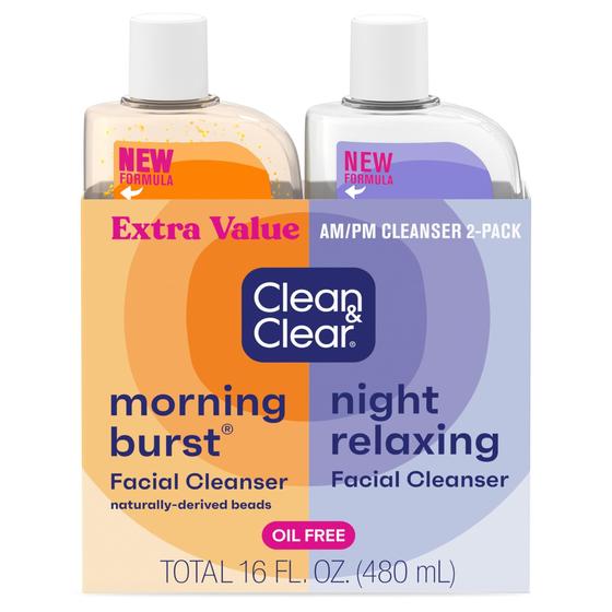 Imagem de Limpadores faciais Clean & Clear, sem óleo, 480 ml de manhã e à noite