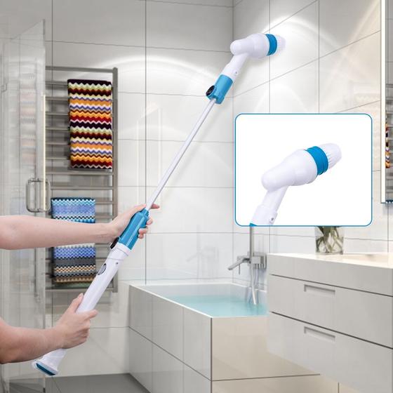 Imagem de Limpeza elétrica turbo esfrega escova ajustável à prova dwireless água de carregamento sem fio limpo banheiro cozinha fe