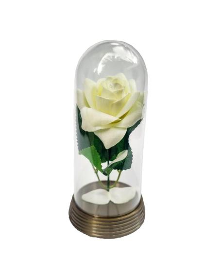 Imagem de Linda Redoma Com Rosa Branca , Inspirada Na A Rosa Encantada