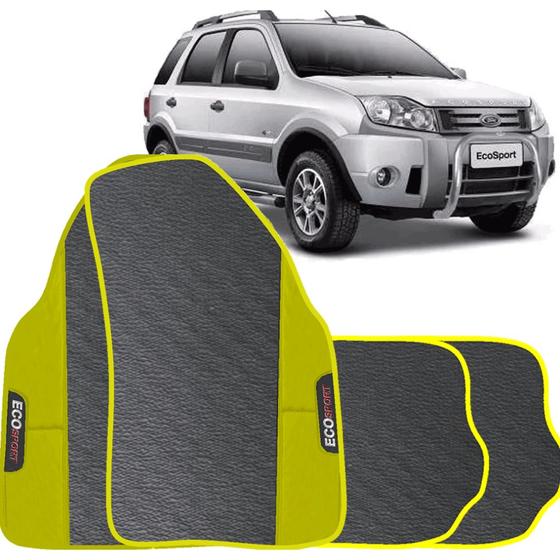 Imagem de Lindo jogo tapete 4 peças carro automotivo  na cor amarela ford ecosport 2007 a 2012 todos emborracahdo ecologico