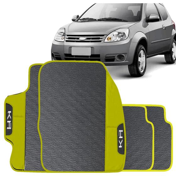 Imagem de Lindo jogo tapete 4 peças carro automotivo  na cor amarelo ford ka 2008 a 2010 todos emborracahdo ecologico
