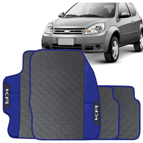 Imagem de Lindo jogo tapete 4 peças carro automotivo  na cor azul ford ka 2008 a 2010 todos emborracahdo ecologico