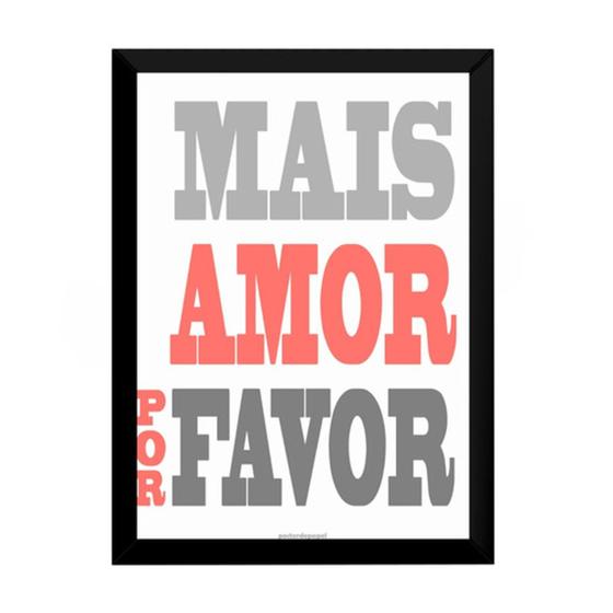 Imagem de Lindo Quadro Arte Tipografica Motivacional Mais Amor 42x29cm