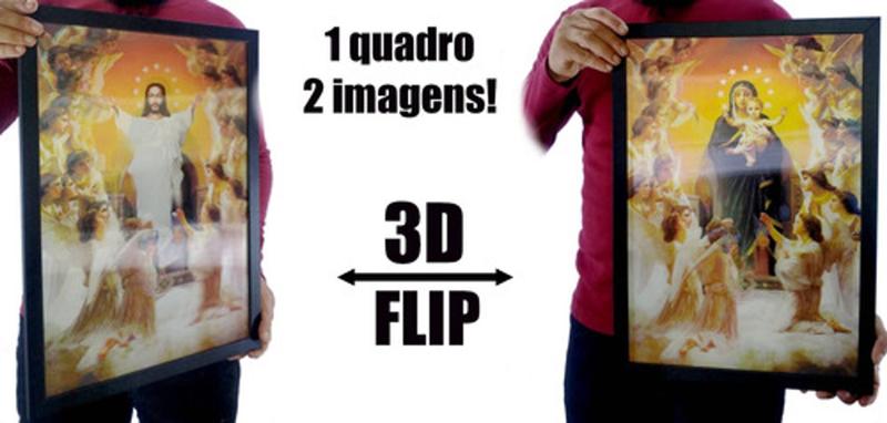 Imagem de Lindo Quadro Jesus Cristo & Santa Maria Arte 3d Lenticular