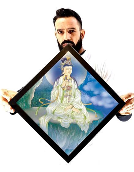 Imagem de Lindo Quadro Prisma Deusa Hindu Kuan Yin De Estilo Japones