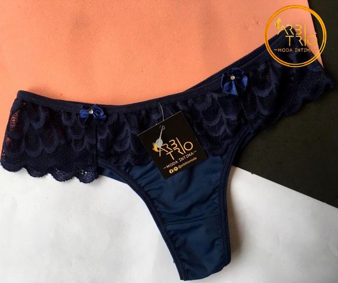 Imagem de Lingerie Calcinha Angel Micro Fio Azul Marinho Escuro Moda