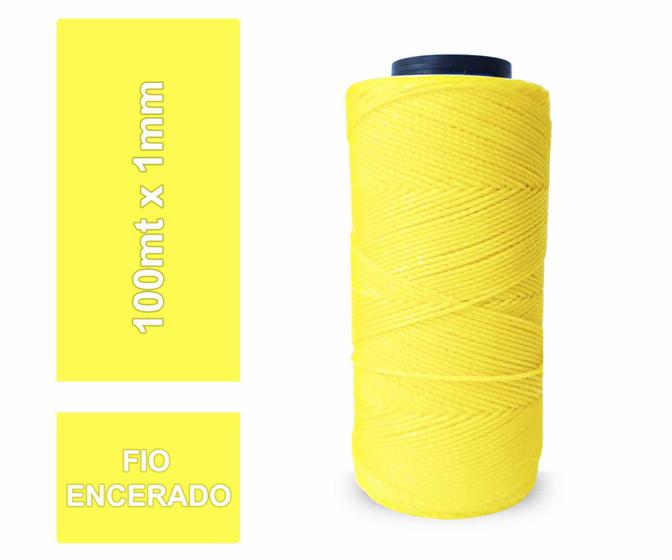 Imagem de linha amarelo para artesanato fio cordone encerado 100mt