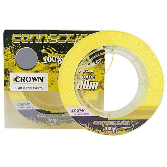 Imagem de Linha De Pesca Crown Connection Multifilamento 9 Fios Amarelo 0,26mm 40lbs 150m